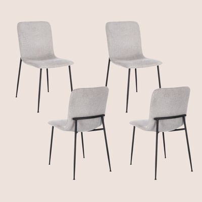 Chaises design en tissu et pieds en métal noir (lot de 4) - BREDA HELLIN, DEPUIS 1862
