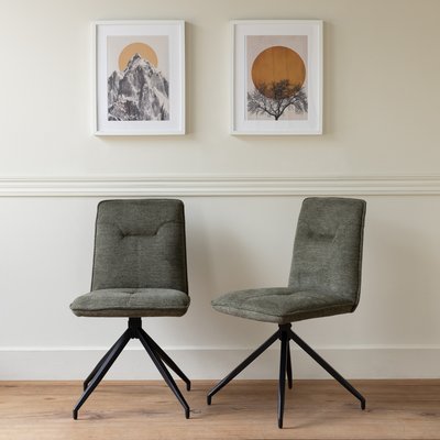 Lot de 2 chaises en tissu vert, AREN HAPPY GARDEN