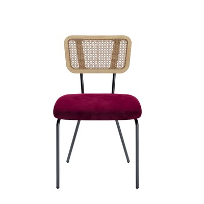 Lot de 2 chaises dossier rotin coussin velours - SOFIA POTIRON PARIS