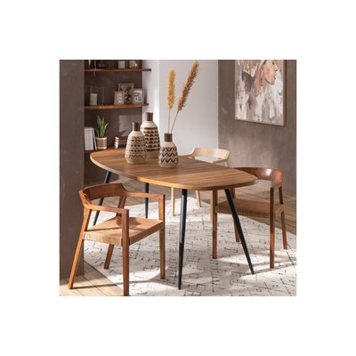 Table à manger ovale en teck recyclé brossé et en métal 6 places L200 - DILI HELLIN, DEPUIS 1862
