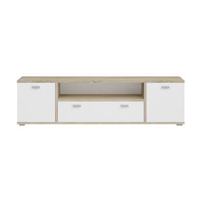 Buffet bas 2 portes et 1 niche blanc et chêne L181 cm - COSMO CALICOSY