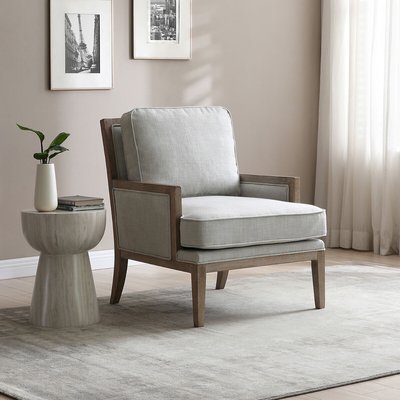 Evelina Antique Linen and Wood Chair SO'HOME