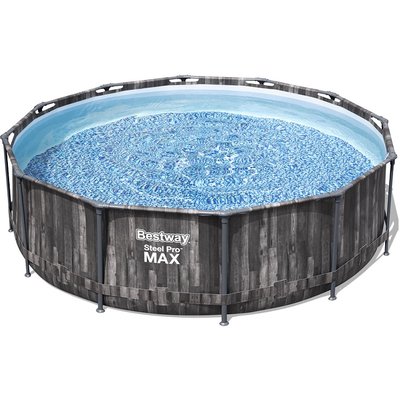 Piscine tubulaire ronde  Steel Pro Max imitation bois 3,66 BESTWAY