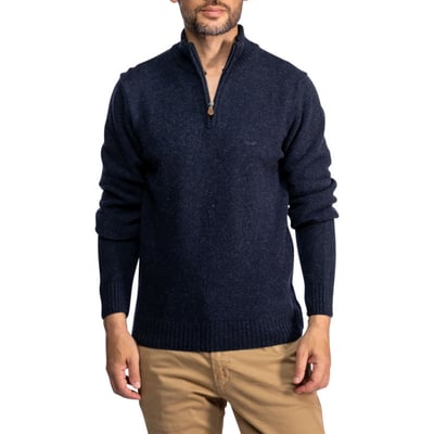 Pull en laine mélangée bleu marine à col camionneur doté d'une coupe droite DAYTONA