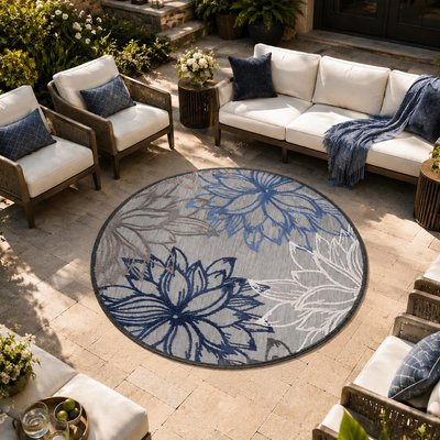 Tapis rond d'extérieur tissé kilim CHIMEKO UN AMOUR DE TAPIS