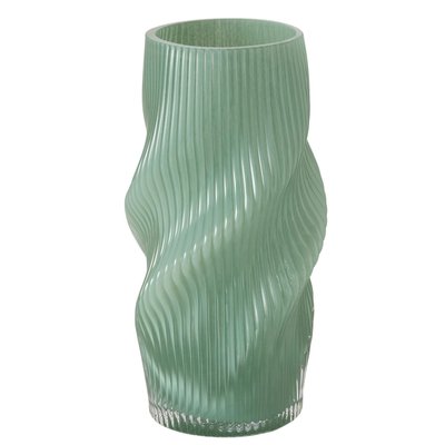 Vase design en verre vert 15.5x15.5x30cm WADIGA