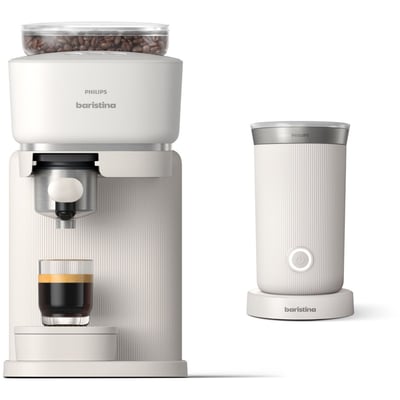 Machine à expresso Baristina BAR303/00 cafetière à grain Blanche + mousseur à Lait PHILIPS