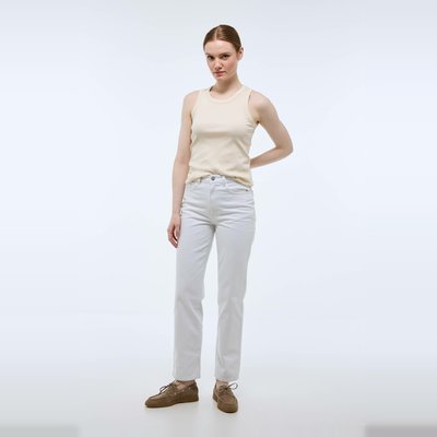 Jean droit uni en coton MONOPRIX