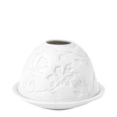 Photophore lithophanie Fleurs Majestueuses en biscuit de porcelaine MATHILDE M