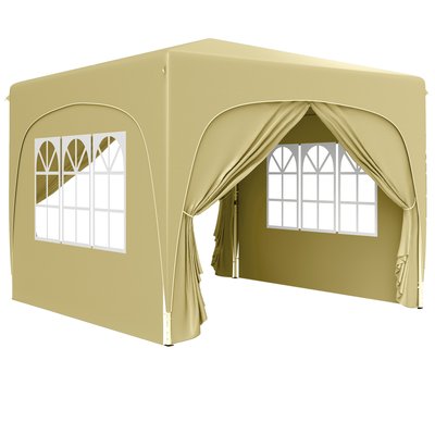 Tonnelle barnum pop up automatique 3x3m hauteur réglable sable OUTSUNNY