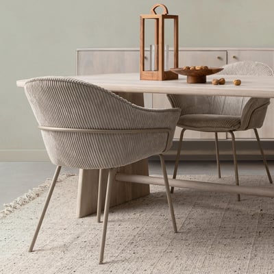 Chaises de salle à manger à accoudoirs en velours gris (lot de 2) - LIA HELLIN, DEPUIS 1862