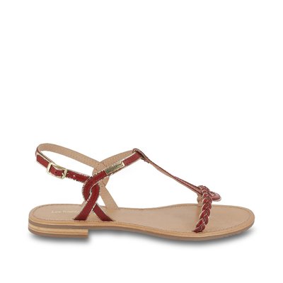 Sandales plates à bride tressée en cuir HAPPY LES TROPEZIENNES PAR M BELARBI