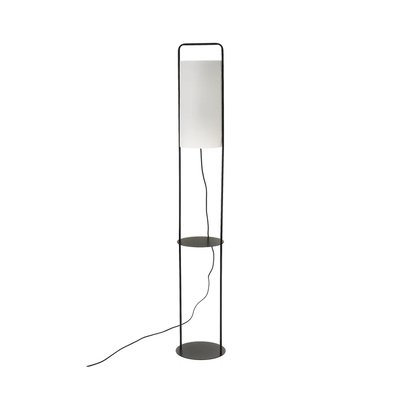 Lampadaire table en métal noir et abat-jour blanc - H150cm WADIGA