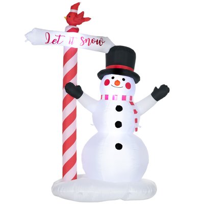 Bonhomme de neige gonflable 3 LED H. 213 cm polyester imperméable blanc OUTSUNNY