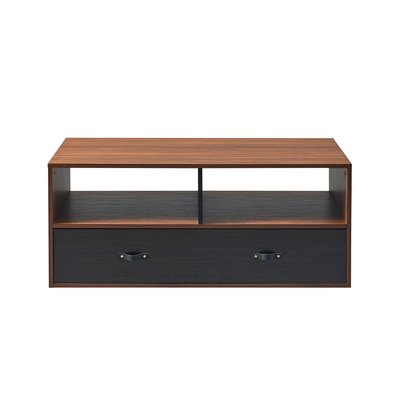 Table Basse Salon Bois Poignée Cuir PU HENRY TEAMSON HOME