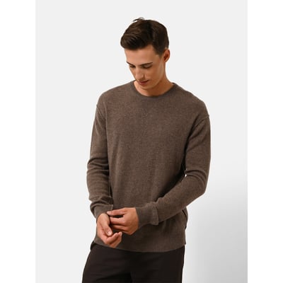 Pull Col Rond Taupe Chiné Noe JUST CASHMERE