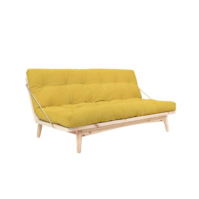 Banquette ajustable FOLK en pin massif avec matelas futon en velours côtelé KARUP DESIGN