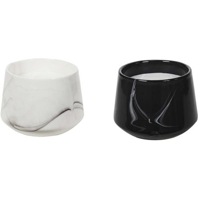 Bougie parfumée pot en dolomite effet marbre (Lot de 2) 10,5 x 13,5 cm CMP