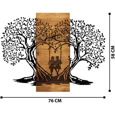 Décoration murale en métal et bois Amoureux sur balançoire HANAH HOME