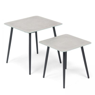 Lot de 2 tables basses gigognes en acier, COSTA RICA OVIALA