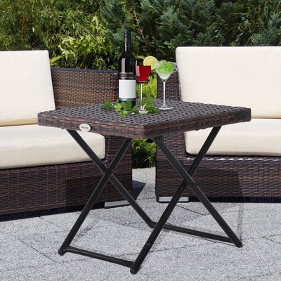 Table basse pliable de jardin résine tressée OUTSUNNY