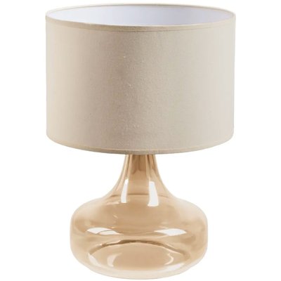 Lampe à poser pied en verre beige-doré et abat jour beige 33x33x46cm WADIGA