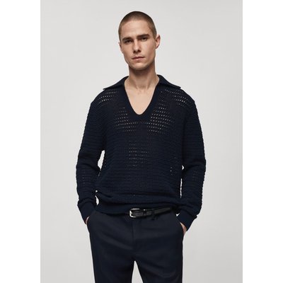 Pull-over maille ajourée col polo MANGO MAN