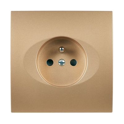 Prise De Courant Simple 2 Pôles + Terre Karo Doré Satin MODELEC