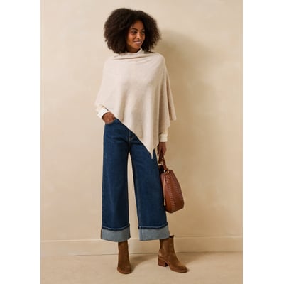 Pull cape en maille fine laine et cachemire LA FEE MARABOUTEE
