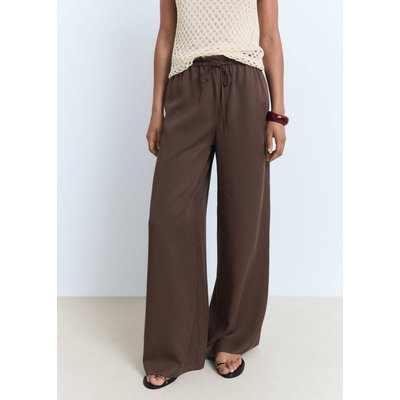 Pantalon large en lyocell avec lien à nouer MANGO