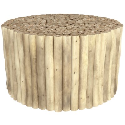 Table basse de jardin ronde en rondins de teck D70 cm - IMANI RENDEZ-VOUS DÉCO