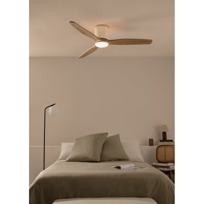 Ventilateur plafond 40W avec lumière et télécommande WIND CALM RATTAN CREATE