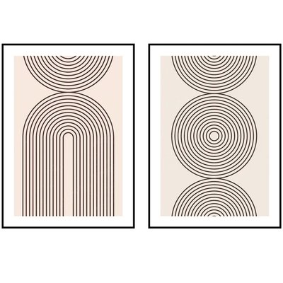 Set de 2 tableaux décoratifs abstraits noir et blanc WADIGA
