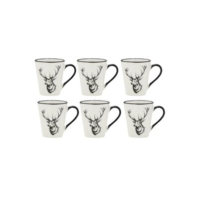 Vaisselle Cerf en porcelaine blanche et noire (lot de 6) Tasse AUBRY GASPARD