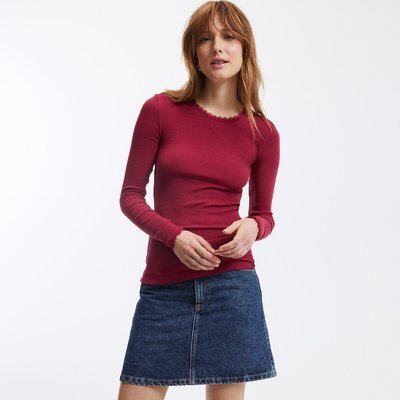 Rood t shirt lange mouw dames outlet