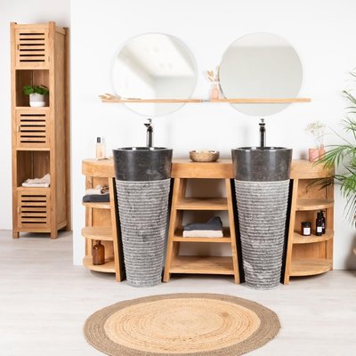 Meuble sous vasque en teck rectangle + vasques double 180cm FLORENCE WANDA COLLECTION