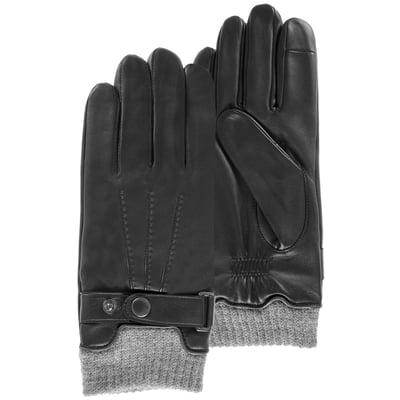 Gants tactiles, en cuir d'agneau pleine fleur, doublés polaire ISOTONER