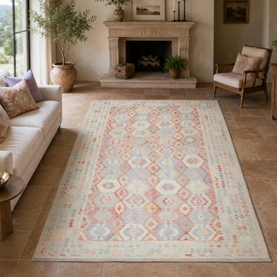 Tapis kilim géométrique, tissé plat en laine, KILIM 40 UN AMOUR DE TAPIS