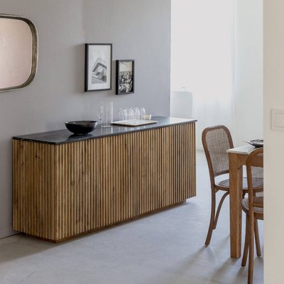 Buffet 4 portes en bois de manguier et marbre  BETTY MADE IN MEUBLES 