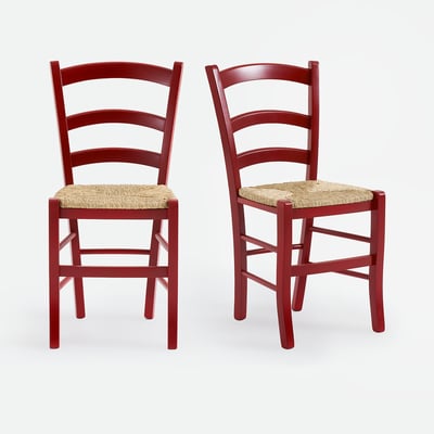 Lot de 2 chaises paysannes, en hêtre massif, PERRINE SO'HOME