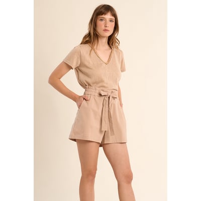 Short Taille Haute Hallhuber 34 XS Beige En Coton - Occasion Très Bon état, Coupe Courte