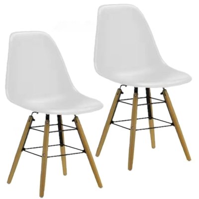 Lot de 2 chaises de table Liv avec pieds en bois de hêtre et châssis en métal TOILINUX
