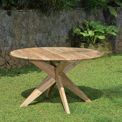 Table ronde en teck recyclé D 135 cm - SAKAI GECKO JARDIN
