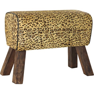 Pouf en cuir motif léopard, Colonial RECOLLECTION