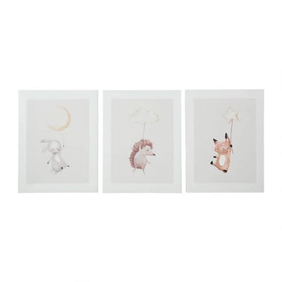 Lot de 3 tableaux toile Doudous 30x40 DECORATIE