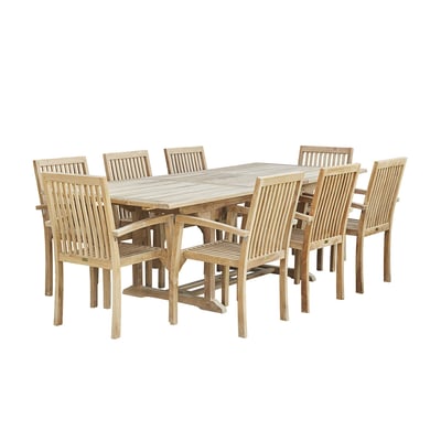 Salon de jardin en teck massif extensible 8/10 places  MIDLAND BERAH GETAH