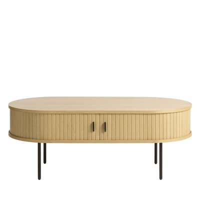 Table basse 2 portes aux angles arrondis en bois et métal - ALICIA DRAWER