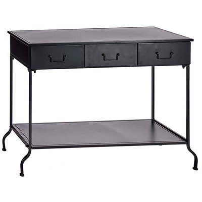 Console en métal noir 3 tiroirs et 1 étagère 84,5x43x121cm WADIGA