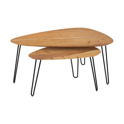 Table basse d'acacia ovale gigogne en bois (lot de 2) - KIWI RENDEZ-VOUS DÉCO