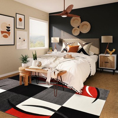 Tapis salon et chambre tissé motif géométrique DIAVIRGULE UN AMOUR DE TAPIS